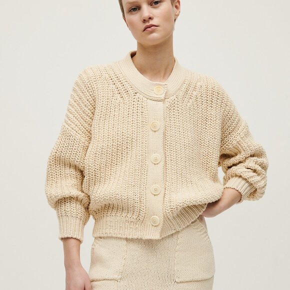 Babaa Cotton Cardigan no8 in Natural - Picture 6 of 9